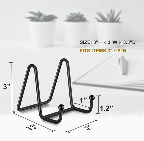 Plate Stands for Display, 3Pack 3Inch Plate Holder Display Stand, Metal Frame holder stand for Book Holder, Picture Stand, Decorative Plate stand, Photo and Platter, Tabletop Art