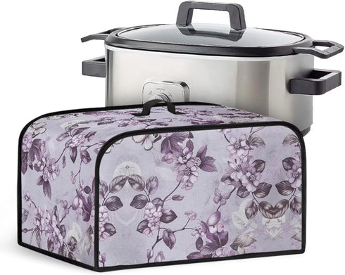 Purple Flower Slow Cooker Dust Cover, Oval 6-8 Qt Dust Proof Convenient Kitchen Accessory