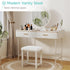 Small Vanity Stool, Cute Vanity Stools with Soft Faux Rabbit Fur Cushion, White Makeup Vanity Chair for Small Spaces