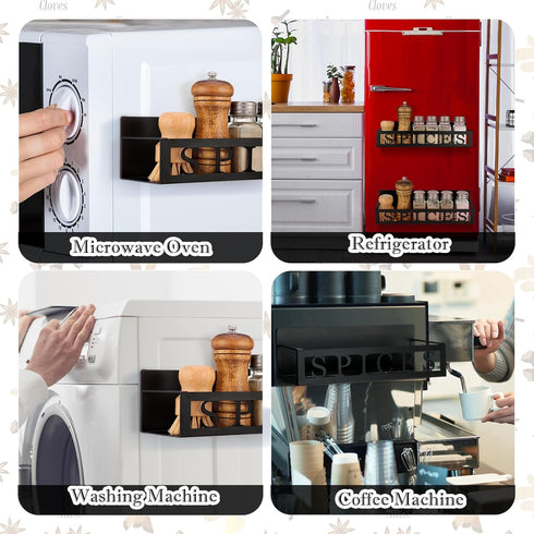 2 Pack Beeveer Spices Magnetic Spice Rack for Refrigerator Metal Magnet Basket Shelf for Fridge Seasoning Storage