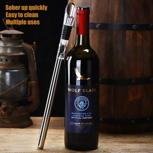 3-in-1 Stainless Steel Wine Chiller with Aerator and Pourer, Fits All Standard Bottles, Wine Accessories