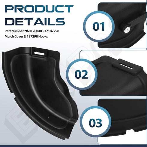 EZYPAK 960120040 532187298 187298 54" RZ5424 LGT2654 YTH24V54 YTH24V48 Mulch Plate Cover Hooks Kit Compatible