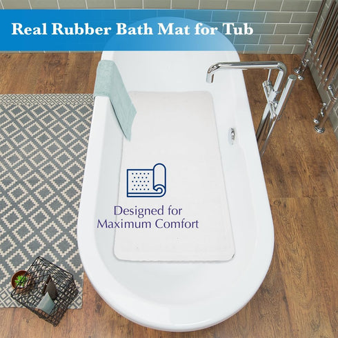 16 28 Epica Non Slip Bathtub Mat | Real Rubber Bath Mat for Tub, Shower, Baby Safety, Kids, Pet Dog, Soft No-Slip