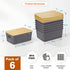 Plastic Storage Baskets with Bamboo Lid, Stackable Storage Bins for Organizing Shelves, 6 Pack, Gray