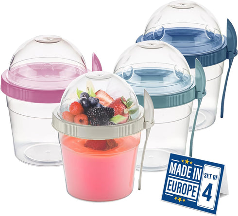 Crystalia 4 Pack 17 oz On The Go Yogurt Parfait Cups with