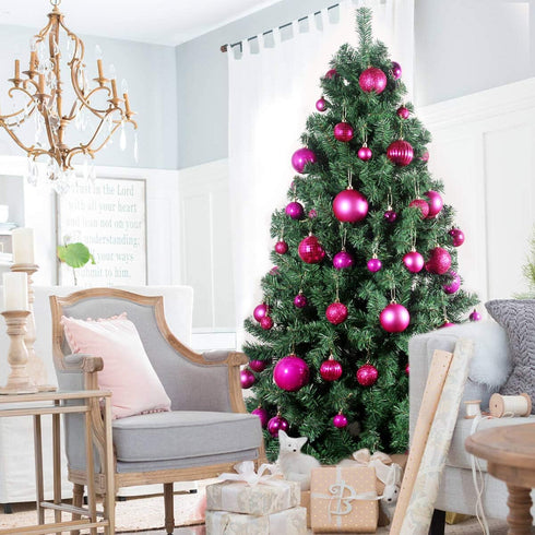 Set of 36pcs Fuchsia 1.6" Small Shatterproof Christmas Balls Ornaments for Tree Birthday Halloween Wedding Decorations