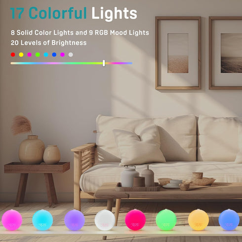 17 25 JALL Wake Up Light Sunrise Alarm Clock for Kids, Heavy Sleepers, Bedroom, White Noise Sound Machine with Nihgt