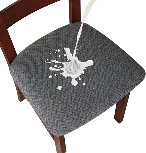 Genina Waterproof Dining Chair Covers for Kitchen Room Chairs, Dark Gray, 4 Pcs Slipcovers
