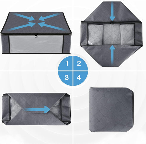 HomeHacks Storage 3-Pack Clothes Organizer Storage Bags, Foldable Storage Box with Large Clear Window for Closet, Dorm,