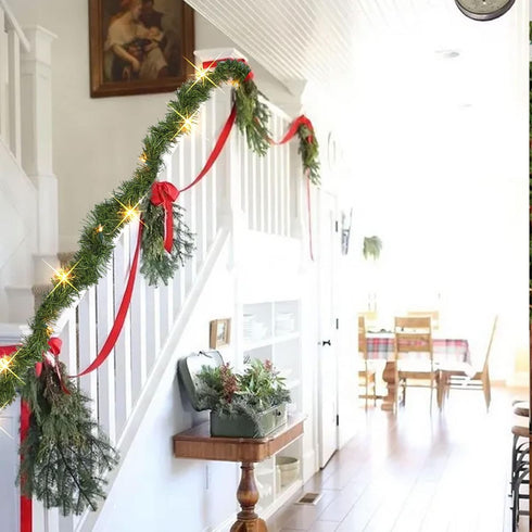 14.8 50 Nerosun FT Artificial Christmas Garland, Pre-Lit LED Mini String Lights Battery Operated Xmas Garland for Home
