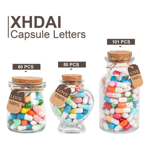 Letters Message in a Bottle, Lovely Notes Couples Gifts for Him/Her, Boyfriend/Girlfriend, Birthday, Mixed Color 60PCS