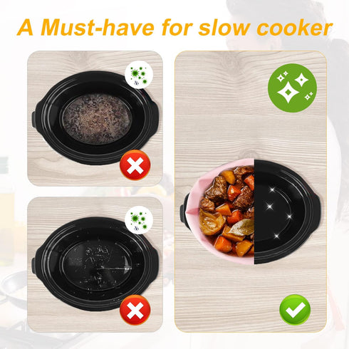 Silicone Slow Cooker Liner for 6-8 Quart Crockpot, Reusable Heat Resistant Liner Bag for Oval or Round Pots (Pink)