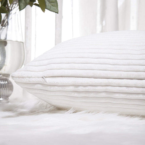 Home Brilliant Striped Corduroy Pillow Cover, 24x24 Euro Throw Pillow Sham for Spring Decor