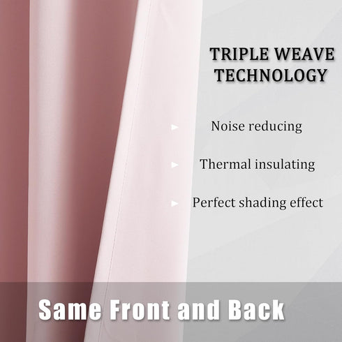 84 Inches Grommet 42''x 84'' Set 2 DUALIFE Solid Pink Curtains Long Baby Pink Blackout Curtain Panels/Drapes for Girls