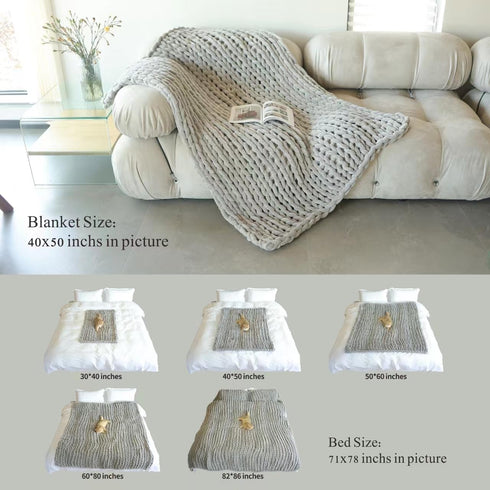 4050 Inch, Cozy Maetoow Chenille Chunky Knit Blanket Throw Handmade Warm & Blanket Couch, Bed, Home Decor, Soft