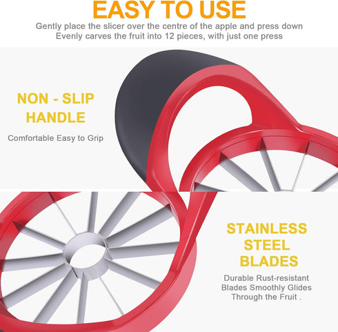 Aovchei 4.72 Inch 12 1 2 1 Super Sharp Stainless Steel Blades Apple Slicer, Corer and Divider, Super Sharp Peeler
