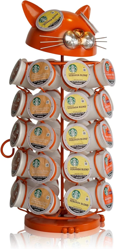 Made Easy Kit Carousel Coffee Pod Holder, Compatible with Keurig K-Pods K-Cups, Metal Countertop Rack Storage Organizer
