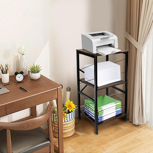 30'' 3 WRINGKIT Tall End Side Table, Height Small Telephone Table Stand with Tier Storage Shelf, Narrow Wood Nightstand