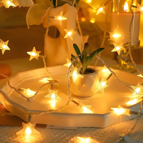 20 10 ANJAYLIA LED Star String Lights FT Fairy Christmas Lights Battery Operated for Indoor & Outdoor, Party, Wedding