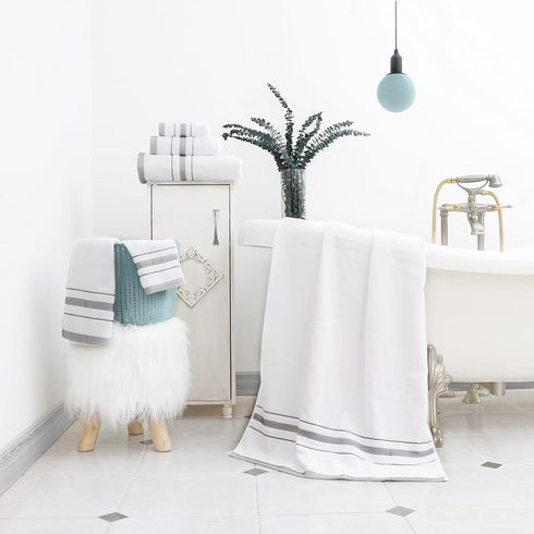 Le fil blanc Set_White 100% 2 2 2 Bath Towel Towel For Bathroom, Luxury Hotel &Spa Quality, Cotton .Includes Large Bath