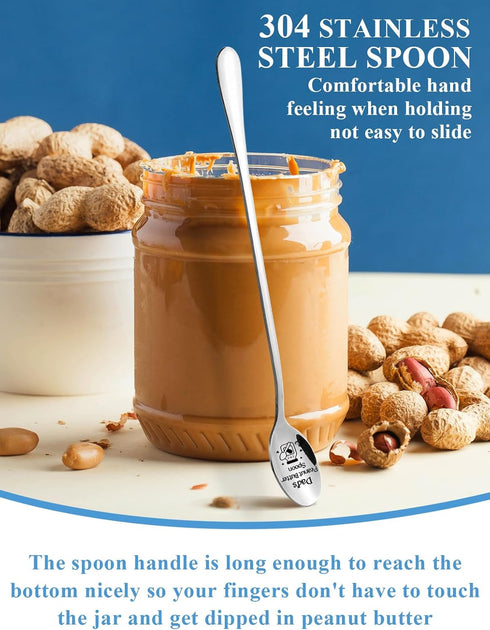 Dad's Peanut Butter Spoon, Funny Engraved Stainless Steel Dessert Spoon for Peanut Butter Lovers