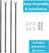 BIRDROCK HOME 9ft Pack 2 String Light Poles - Weather Resistant Metal Posts for Hanging String Lights Fence Posts