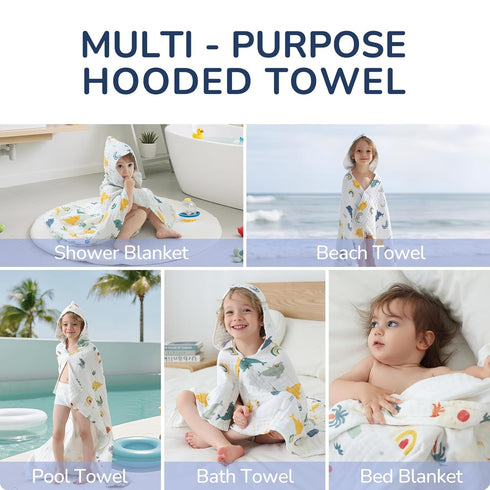 Towels,100% 43x43 Inch Toddler Hooded Bath Cotton Muslin Baby Towels for Boys Girls,Ultra Soft & Absorbent Quick Dry