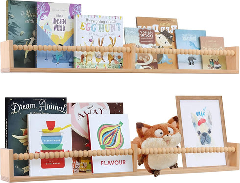 TUEGEGNS Nursery Book Shelves - Wall Mounted Set of 2, 32 inches Wooden