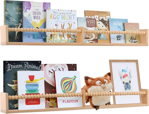 TUEGEGNS Nursery Book Shelves - Wall Mounted Set of 2, 32 inches Wooden