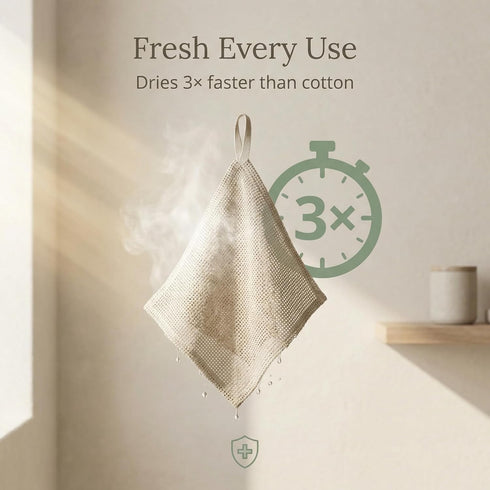 4-Pack 100% 12x12-inch Linen Exfoliating Washcloth for Face - - Flax Linen Washcloths - Small Exfoliating Towel