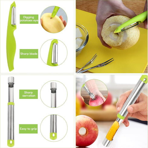 14 Pack Melon Baller Scoop Set, 4 in 1 Stainless Steel Fruit Tool Set for Fruit Slicer, Vegetable Cutter