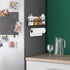 Magnetic Spice Rack Shelf, Foldable Wall Mounted Seasoning Organizer with Paper Towel Holder & Hooks