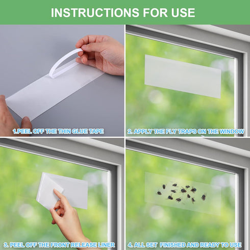 Window Fly Traps for Indoors, 80 Pack Clear Sticky Fly Paper Strips for Home Waterproof Fly Catcher