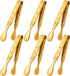 6-Pieces Gold Mini Tongs - 6 Inch Serving Utensils for Appetizers, Ice, Sugar