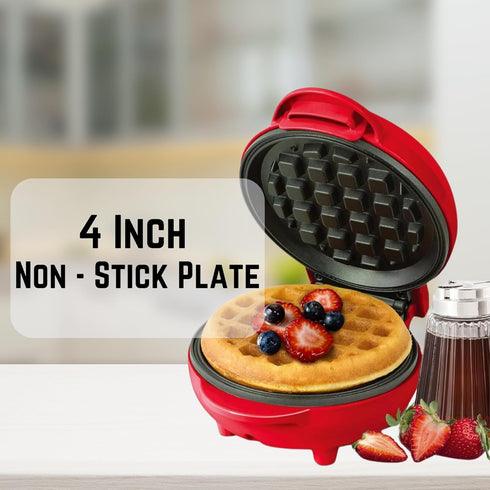 OVENTE Electric Mini Waffle Maker, 550W Fast Heating Element, 4-Inch Non-Stick Plates, Perfect for Breakfast