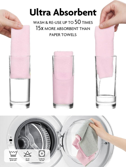 Tear-away Dish Cloth - 40 Sheets - 10'' by 10'', Reusable Washable Kitchen Towel Rolls, Super Absorbent Microfiber (2