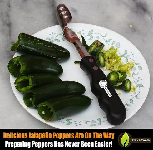 Cave Tools Jalapeno Pepper Corer and Deseeder for Bell, Banana, or Chili Peppers, Kitchen and BBQ Accessories