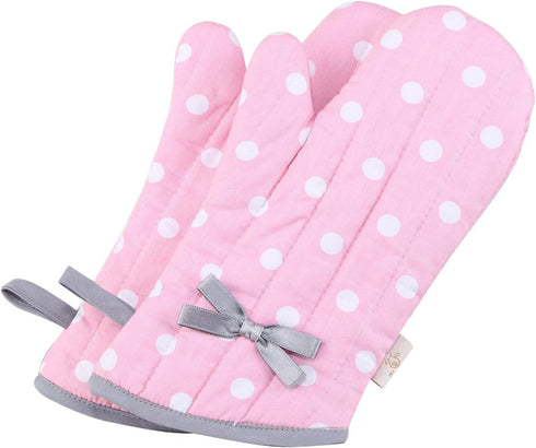 NEOVIVA Kitchen Oven Mitts for Kids, Heat Resistant Cotton Oven Gloves Set