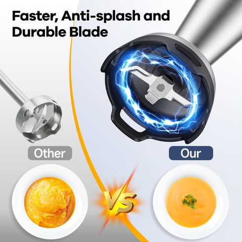 Immersion Hand Blender 5 in 1, 800W Electric Handheld Stick Mixer for Kitchen Soup, Mayo, Smoothie, Baby Food