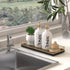 Oak Wooden Decorative Kitchen Tray, 11" L Dish Soap Sponge Holder for Sink Countertop, Spice Salt and Pepper Organizer