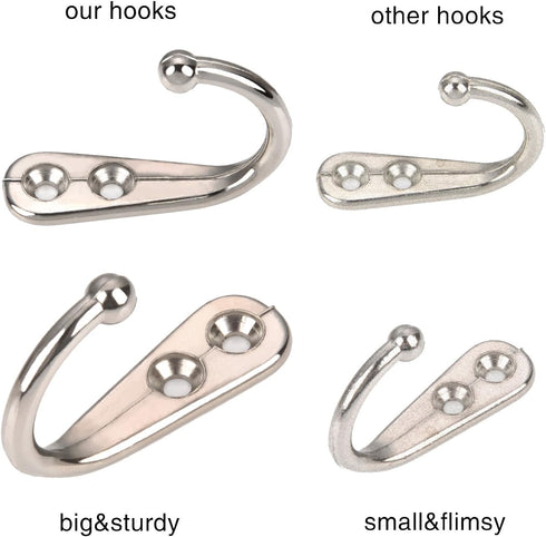 Eboot 20 Pcs Small Coat Hook Single Robe Bathroom Towel Hooks with 50 Pieces Screws for Bags