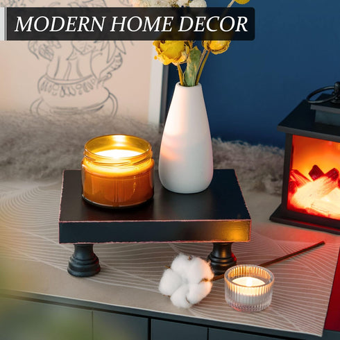 Modern Decorative Wood Pedestal Stand for Kitchen Decor, Retro Countertop Organizer for Soap Dispenser and Sponge Holder