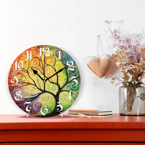 Wamika Wall Clock, Tree of Life Design, 10 Inch, Silent Non-Ticking Decorative Clock for Spring Summer Autumn