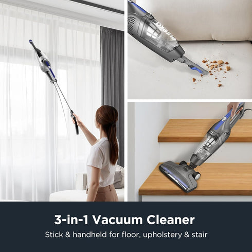 Eureka NES312 Corded Stick Vacuum Cleaner, Lightweight Pet Hair Cleaner with Powerful Suction for Carpet and Hard