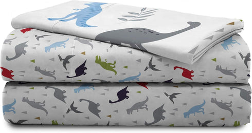 4 Set Set Jay Franco Trend Collector Dinosaur Roar Piece Toddler Bed - Includes Comforter & Sheet - Super Soft Fade