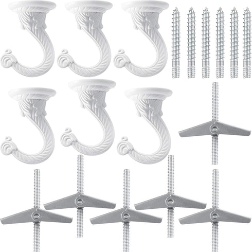 Hotop 6 Pieces Swag Ceiling Hooks - Heavy Duty Hanging Plants Toggle Hooks for Indoor Outdoor Use