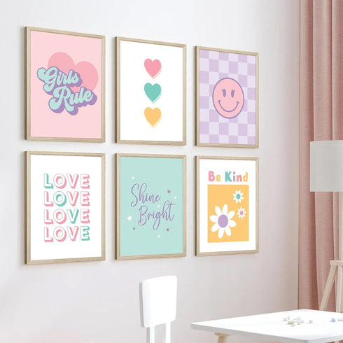 Lwoztra 8x10 Inch Girls Room Wall Art Kids Canvas Poster Nursery Wall Decor Pink Colorful Prints Baby Toddler Pictures