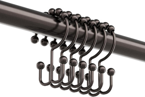Zenna Home Metal Double Glide Shower Rings, Oil Rubbed Bronze – Set of 12 Heavy Duty, Rust-Resistant Rings