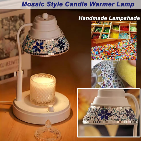 Dimmer, Electric Candle Warmer Lamp with Colorful Diamond Lampshade, Metal Wax Melting Lattern with Timer