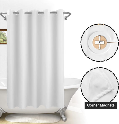 River Dream No Hook Hotel Cloth Shower Curtain - Waterproof Soft Washable Fabric with Magnets, Standard Size